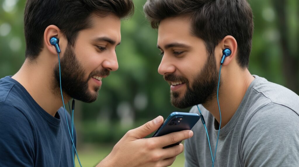 หูฟังไร้สายกับระบบนิเวศ: AirPods vs Pixel Buds vs Galaxy Buds การสลับอุปกรณ์และคุณภาพเสียง - иллюстрация
