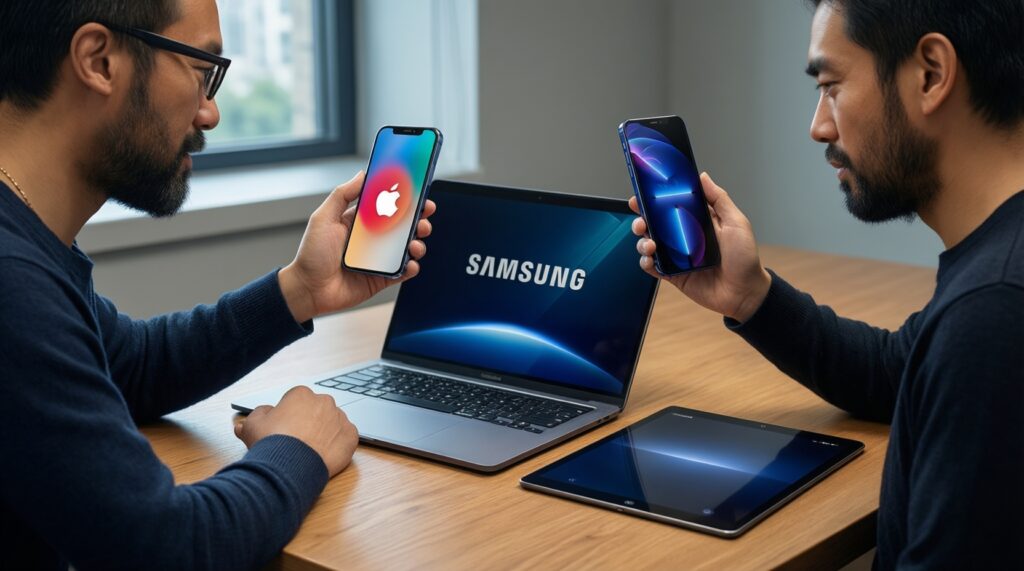 เจาะลึก Ecosystem: Apple vs Google vs Samsung ใครเหมาะกับไลฟ์สไตล์แบบไหนในปีนี้ - иллюстрация