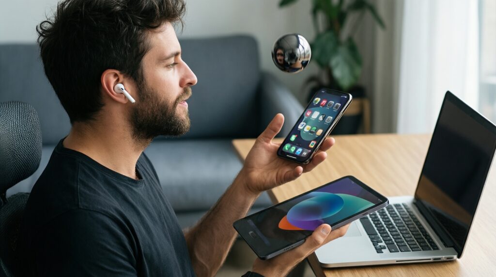 หูฟังไร้สายกับการสลับอุปกรณ์: AirPods vs Galaxy Buds vs Pixel Buds ประสบการณ์ในอีโคซิสเต็มต่างกันยังไง - иллюстрация