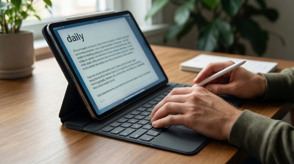 อุปกรณ์เสริมทำให้แท็บเล็ตเป็นแล็ปท็อป: Magic Keyboard vs Book Cover Keyboard vs คีย์บอร์ดทั่วไป คุ้มไหม - иллюстрация