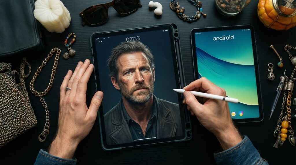 แท็บเล็ตเพื่อทำงานจริงจัง: iPad vs Galaxy Tab vs Pixel Tablet (พร้อมสถานการณ์ใช้งาน) - иллюстрация