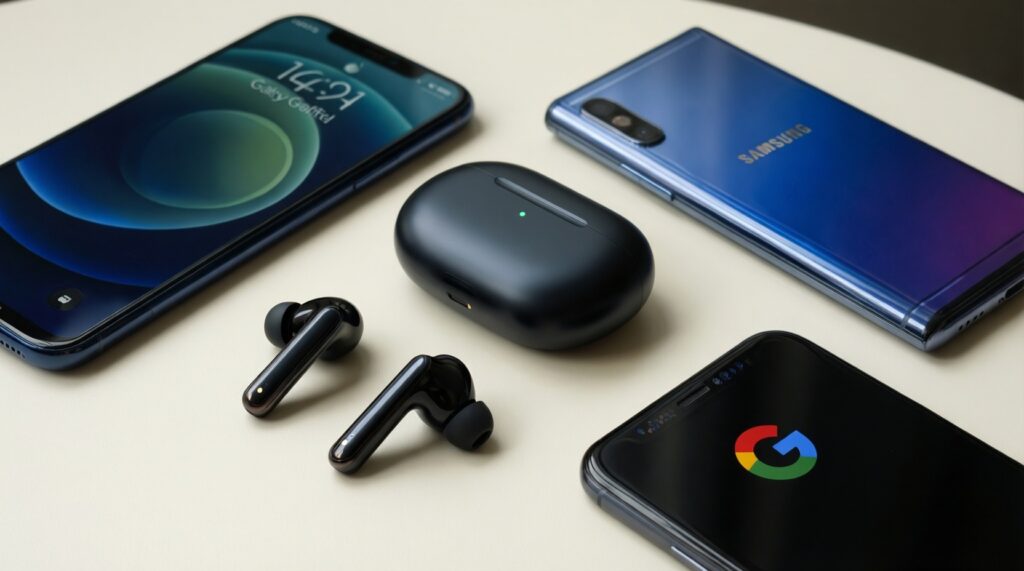 - หูฟังไร้สาย: AirPods vs Pixel Buds vs Galaxy Buds เรื่องคุณภาพเสียง ANC และการสลับอุปกรณ์ - иллюстрация