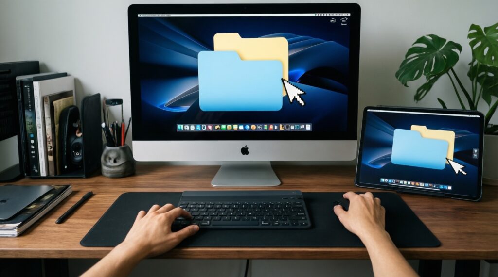 ทำงานหลายอุปกรณ์ (Continuity/Sync): Handoff, Nearby Share, Multi Control ใช้จริงต่างกันอย่างไร - иллюстрация
