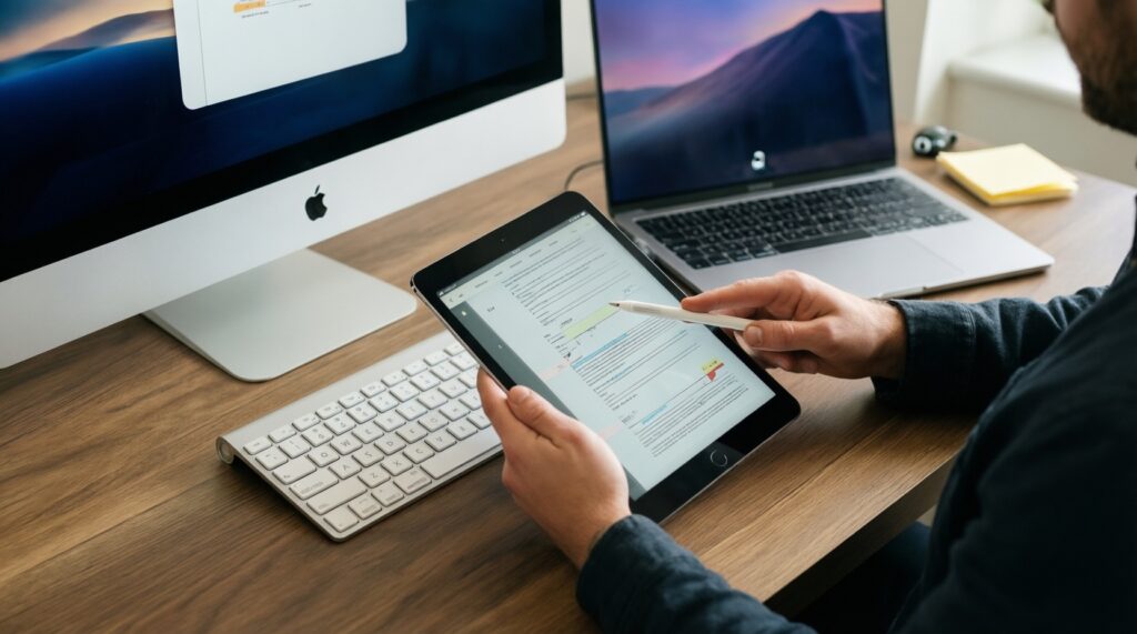 ทำงานหลายอุปกรณ์ (Continuity/Sync): Handoff, Nearby Share, Multi Control ใช้จริงต่างกันอย่างไร - иллюстрация