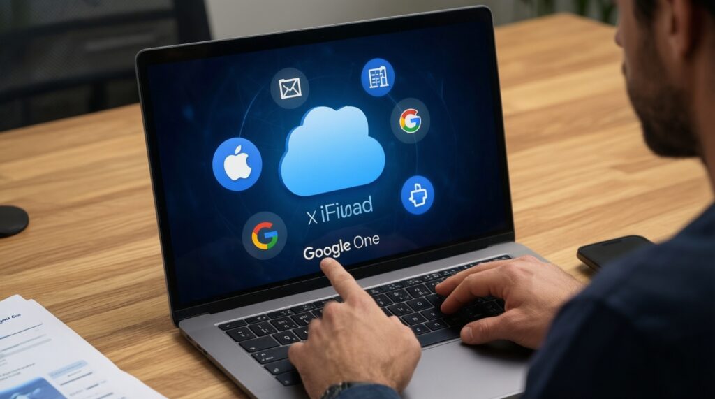 - แอปและบริการสมัครสมาชิก: iCloud vs Google One vs Samsung Cloud/OneDrive เลือกแพ็กเกจคุ้มสุด - иллюстрация