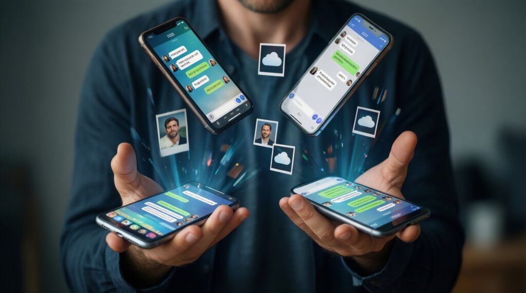 - การสำรองข้อมูลและย้ายค่าย: จาก iPhone ไป Android หรือ Android ไป iPhone ต้องเตรียมอะไรบ้าง - иллюстрация